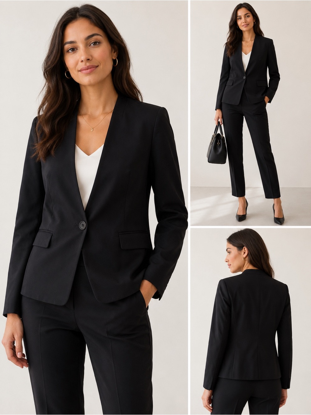 Contemporaine by Simons Black Open Front Blazer Size 4